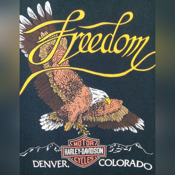 Vintage 90s Harley Davidson USA Men's Medium T-shirt Biker Motorcycle Tee Denver - Picture 3 of 9